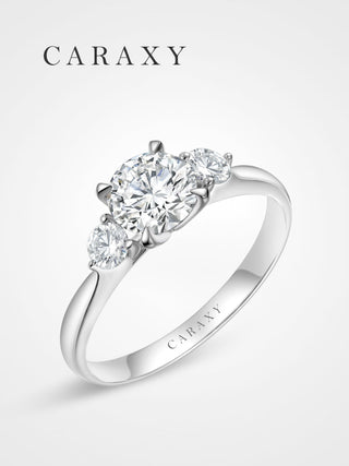 CARAXY Eternal Love Trilogy Ring - Lab-Created Diamond Women's Luxury Engagement Wedding Band. AJ143-W
