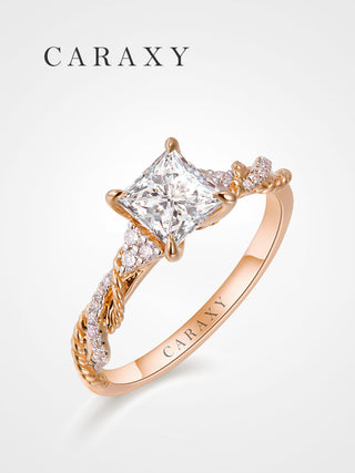 CARAXY Princess Diamond Ring Grown Diamonds 18k Rose Gold AJ201