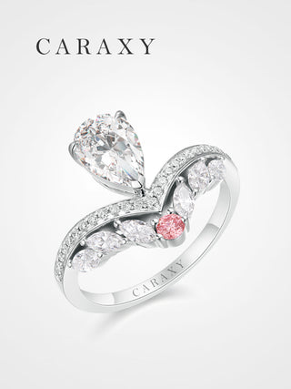 CARAXY Teardrop Crown Lab Cultured Diamond Ring  AJ205