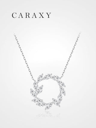 Caraxy Leaf Marquise Diamond Necklace 18K Gold Olive-Inspired Collarbone Chain.ZCN005-W