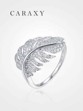 CARAXY Feather Ring White 18k Gold Cultured Diamond AJ064