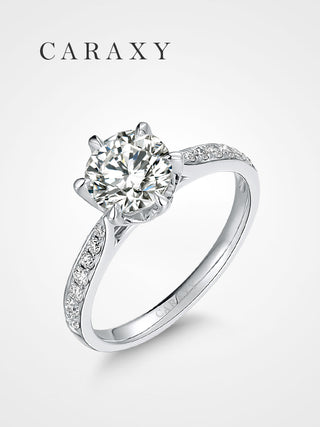 Half-Pavé Six-Prong-Lab-Diamond-Engagement-Ring-Caraxy