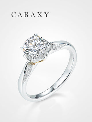 Four-Prong-Lab-Diamond-Flower-Ring-with-Side-Stones-Caraxy