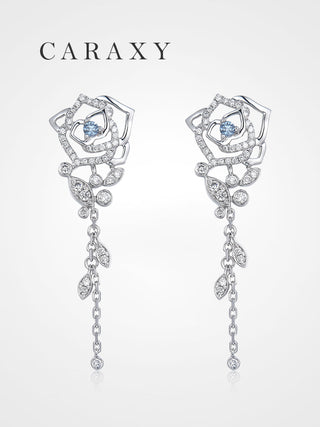 CARAXY Rose Flower Lab Cultured Colored Diamond Earrings ED007