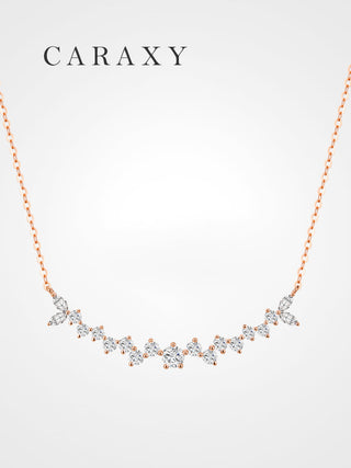 Caraxy Smiling Diamond Necklace Rose Gold Lab-Grown Diamond Collarbone Pendant.XL103-W