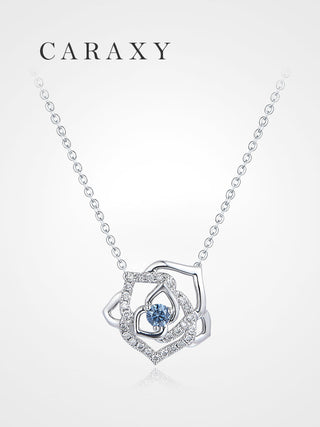 CARAXY 18K Rose Flower Lab Grown Diamond Necklace XL021