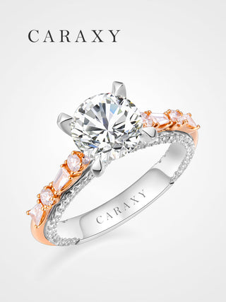Caraxy Lab-Grown 1ct Rose Gold Crown Princess Halo Engagement Ring "Royal Coronet".ZCR012