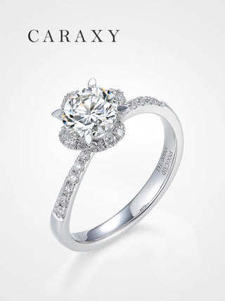 CARAXY FourProng Hand Cupped Pod Style Lab Cultured Diamond Ring AR025