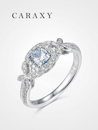 CARAXY Deluxe Cushion Blue Diamond Lab Diamond Ring AJ046