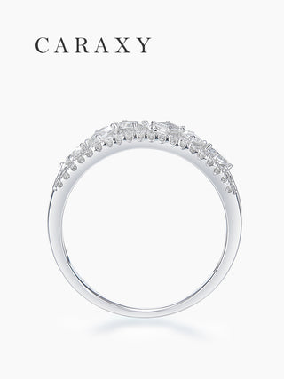 CARAXY Crown Fashion Cluster Set Lab Cultured Diamond Ring AJ040