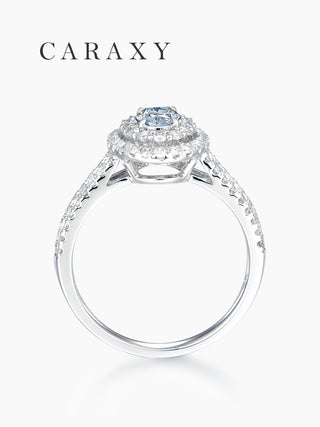 CARAXY Crown Blue Pear Shape Lab Grown Diamond Ring  AJ030