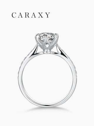Half-Pavé Six-Prong-Lab-Diamond-Engagement-Ring-Caraxy-Side-View