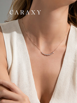 Caraxy Smiling Diamond Necklace Rose Gold Lab-Grown Diamond Collarbone Pendant.XL103-W