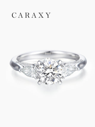 CARAXY Lab-Created 1 Carat Women's 18K White Gold Halo Diamond Ring | Custom Loose Diamond Engagement Ring. AR011-W