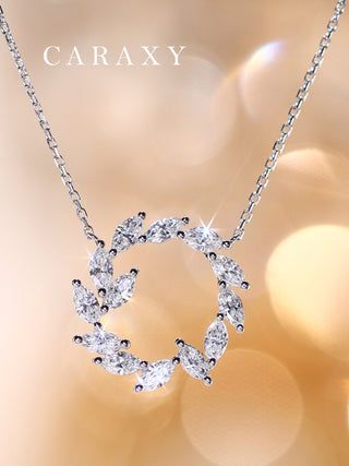 Caraxy Leaf Marquise Diamond Necklace 18K Gold Olive-Inspired Collarbone Chain.ZCN005-W