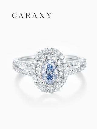 CARAXY Oval Blue Diamond Lab GrownDiamond Ring AJ047