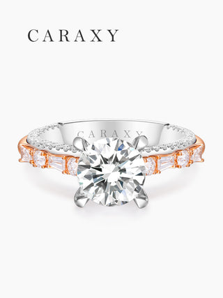 Caraxy Lab-Grown 1ct Rose Gold Crown Princess Halo Engagement Ring "Royal Coronet".ZCR012
