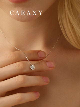 CARAXY Abstract Clover Lab Cultured Diamond Necklace ZCN003