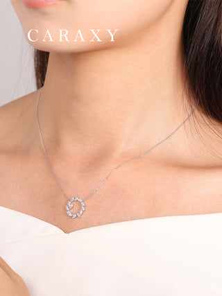 Caraxy Leaf Marquise Diamond Necklace 18K Gold Olive-Inspired Collarbone Chain.ZCN005-W