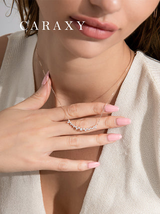 Caraxy Smiling Diamond Necklace Rose Gold Lab-Grown Diamond Collarbone Pendant.XL103-W
