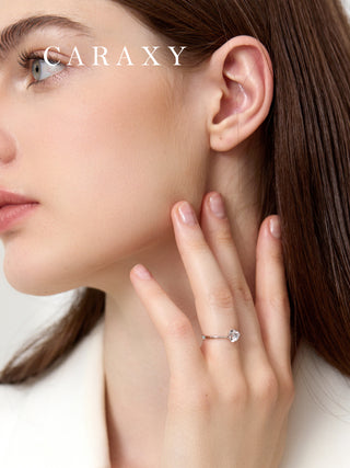 Woman-wear-Floral-Heart-Prong-Lab-Diamond-Engagement-Ring-Caraxy