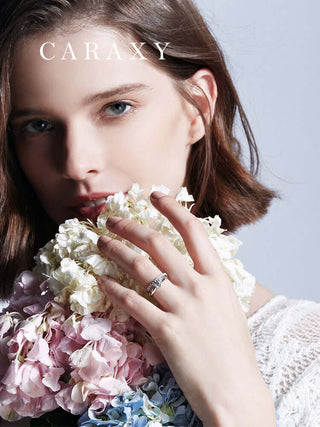 model-wearing-half-pave-lab-grown-diamond-stakable-ring-caraxy