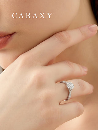 Woman-wear-Intertwined-Six-Prong-Engagement-Ring-Detail-Caraxy
