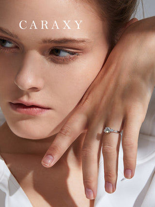 CARAXY Eternal Love Trilogy Ring - Lab-Created Diamond Women's Luxury Engagement Wedding Band. AJ143-W