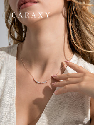 Caraxy Smiling Diamond Necklace Rose Gold Lab-Grown Diamond Collarbone Pendant.XL103-W