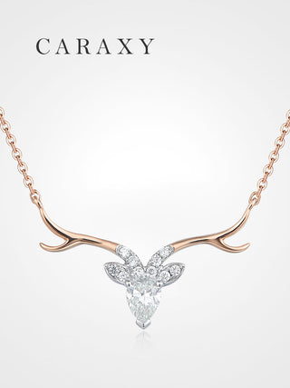 CARAXY Deer for You 18K Gold Lab Grown Pear Diamond Necklace XL030