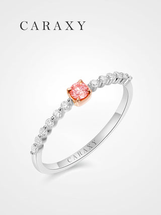 CARAXY Pink Diamond Ring Grown Diamond Band Ring AJ214