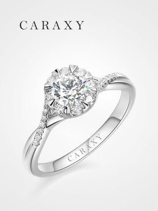 Caraxy Lab-Grown Diamond Engagement Ring 1 Carat "Vine" Custom Halo Wedding Band Set.AJ224-W