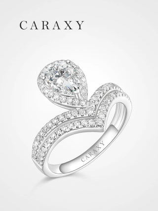 pear-cut-halo-lab-grown-diamond-bridal-set-with-double-chevron-bands-caraxy