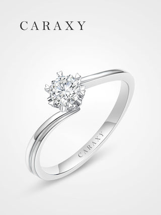 CARAXY Lab-Created 1 Carat Six-Prong 18K Gold Bridal Set | Snowdrift Diamond Engagement & Wedding Rings for Couples. AJ151-W