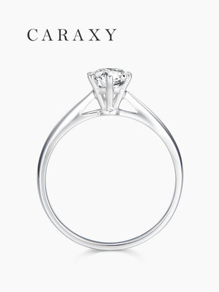 CARAXY Classic Simple Six-Prong Lab Grown Diamond Ring AJ079