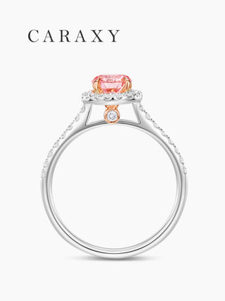 CARAXY Lab Grown Pink Diamond Ring Luxury Cluster Wedding AJ216