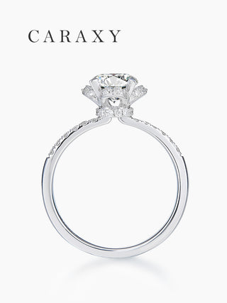 CARAXY FourProng Hand Cupped Pod Style Lab Cultured Diamond Ring AR025