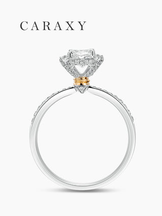 CARAXY Four Prong Flower Cluster Lab Cultured Diamond Ring AJ203