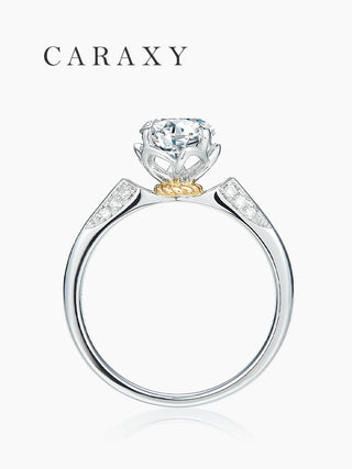 CARAXY Four Claw Bud Style Lab Cultured Diamond Ring AJ121