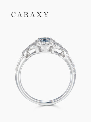 CARAXY Deluxe Cushion Blue Diamond Lab Diamond Ring AJ046