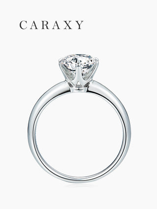 CARAXY Simple Fashion Six Prong Lab Grown Diamond Ring AJ018