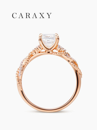 CARAXY Princess Diamond Ring Grown Diamonds 18k Rose Gold AJ201