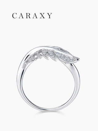 CARAXY Feather Ring White 18k Gold Cultured Diamond AJ064