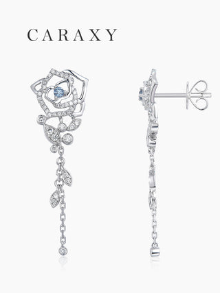 CARAXY Rose Flower Lab Cultured Colored Diamond Earrings ED007