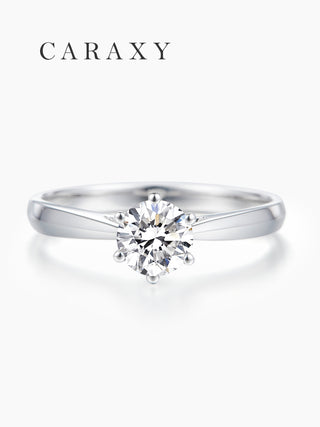 CARAXY Classic Simple Six-Prong Lab Grown Diamond Ring AJ079