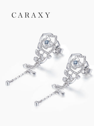 CARAXY Rose Flower Lab Cultured Colored Diamond Earrings ED007