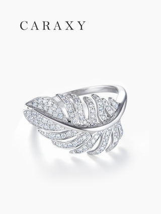 CARAXY Feather Ring White 18k Gold Cultured Diamond AJ064