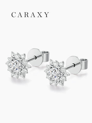 CARAXY Sunflower Lab Cultured Diamond Stud Earrings  ED054