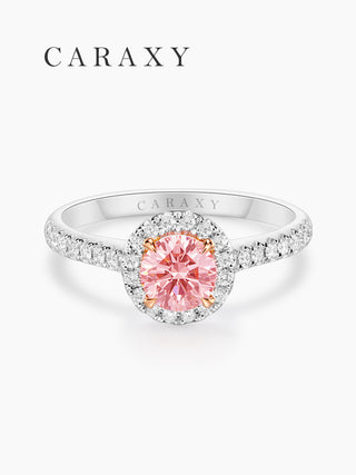 CARAXY Lab Grown Pink Diamond Ring Luxury Cluster Wedding AJ216