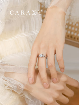 CARAXY Lab-Created 1 Carat Women's 18K White Gold Halo Diamond Ring | Custom Loose Diamond Engagement Ring. AR011-W